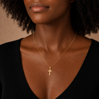 18K Silver Minimalist Cross Necklace