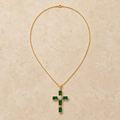 Green Stone Cross Necklace