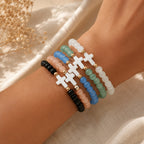 Faith Cross Beaded Bracelet | Christian Stretch Bracelet