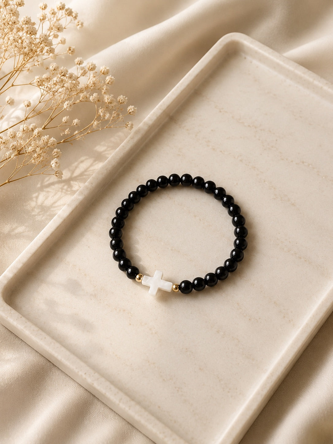 Faith Cross Beaded Bracelet | Christian Stretch Bracelet