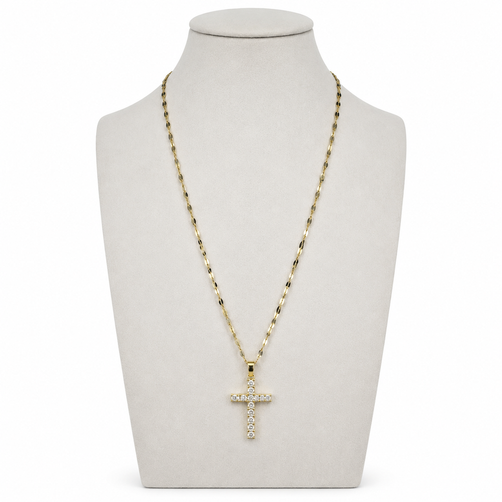 Gold-Tone Sparkling Cross Necklace