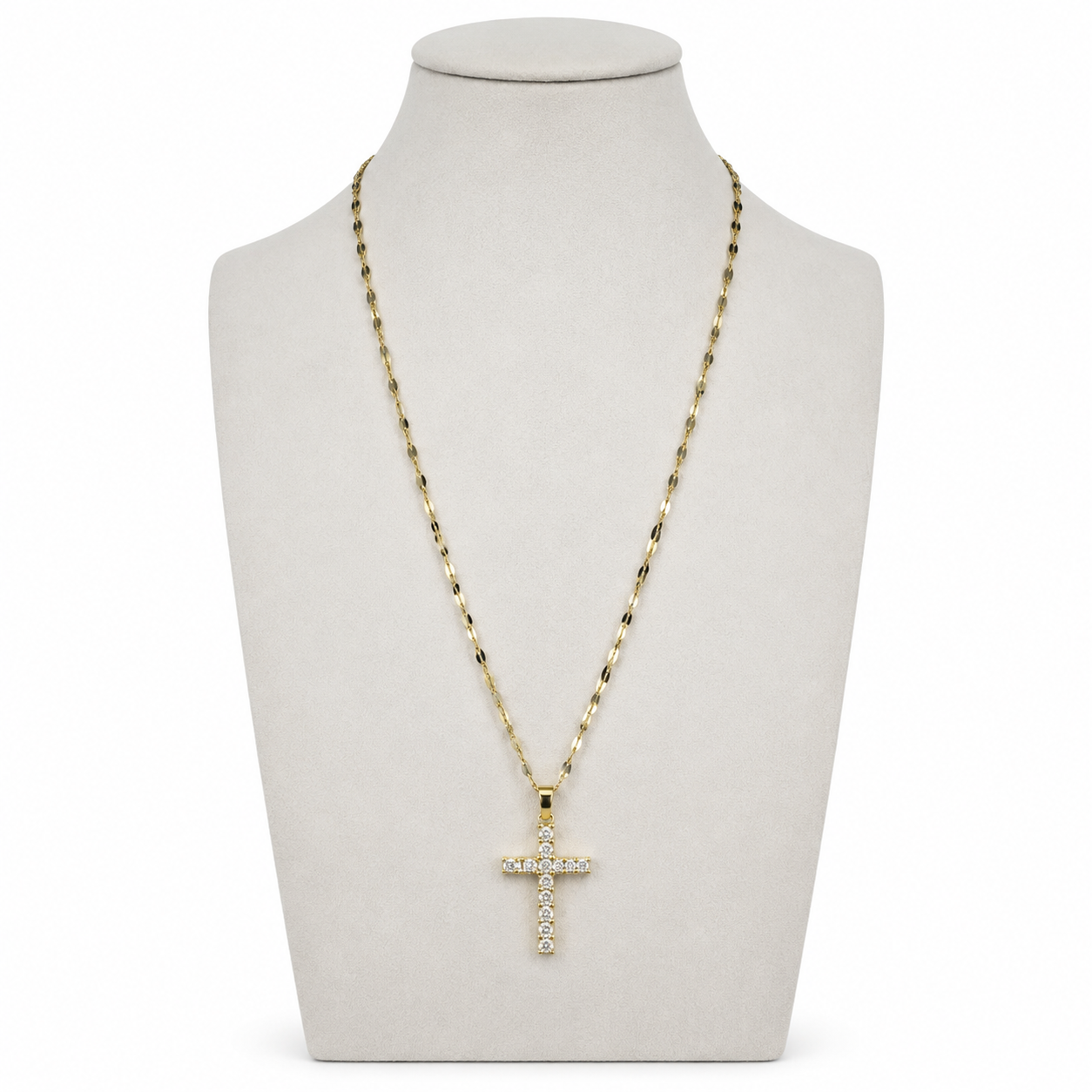 Gold-Tone Sparkling Cross Necklace
