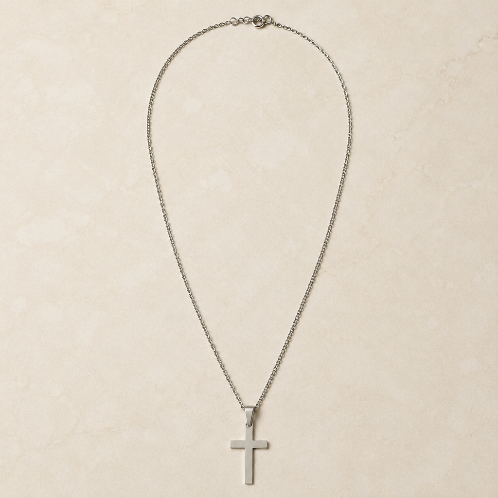 18K Silver Minimalist Cross Necklace