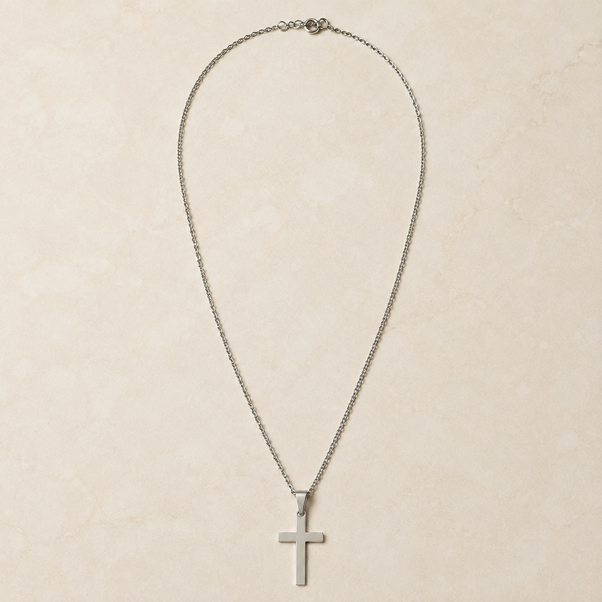 18K Silver Minimalist Cross Necklace