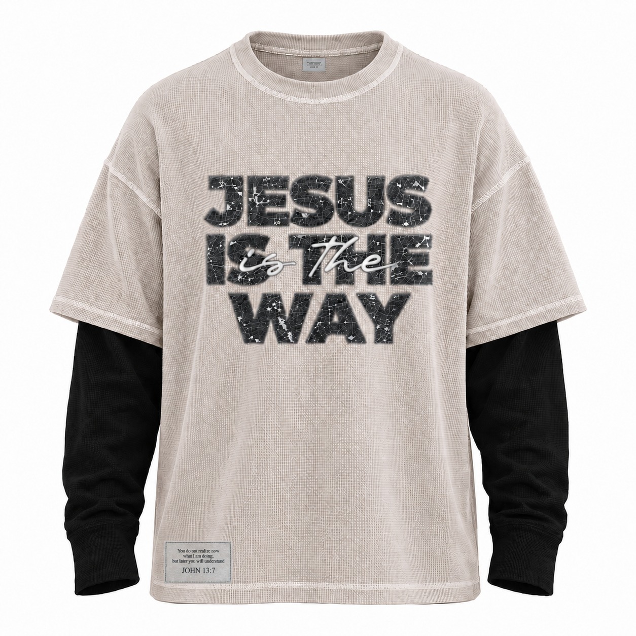 Jesus Is the Way™ Waffle Knit Layered Shirt – Desert Sand