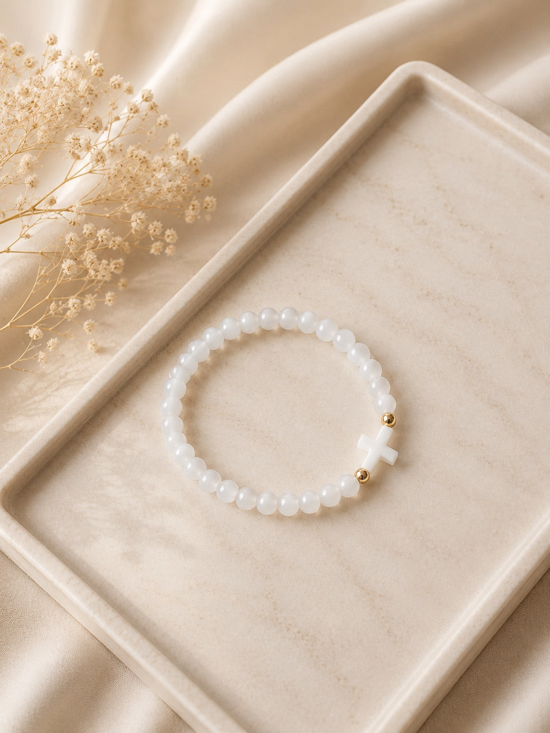 Faith Cross Beaded Bracelet | Christian Stretch Bracelet