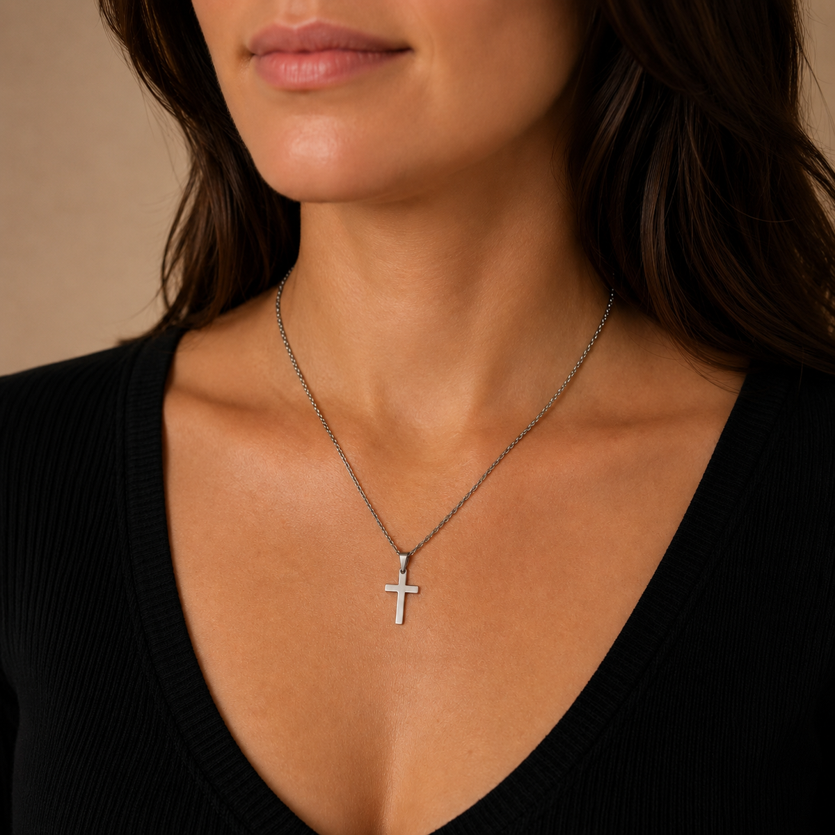 18K Silver Minimalist Cross Necklace