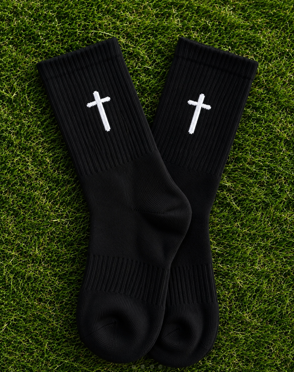 Black Cross Crew Socks | Christian Socks | Unisex Cotton Crew Socks