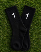 Black Cross Crew Socks | Christian Socks | Unisex Cotton Crew Socks