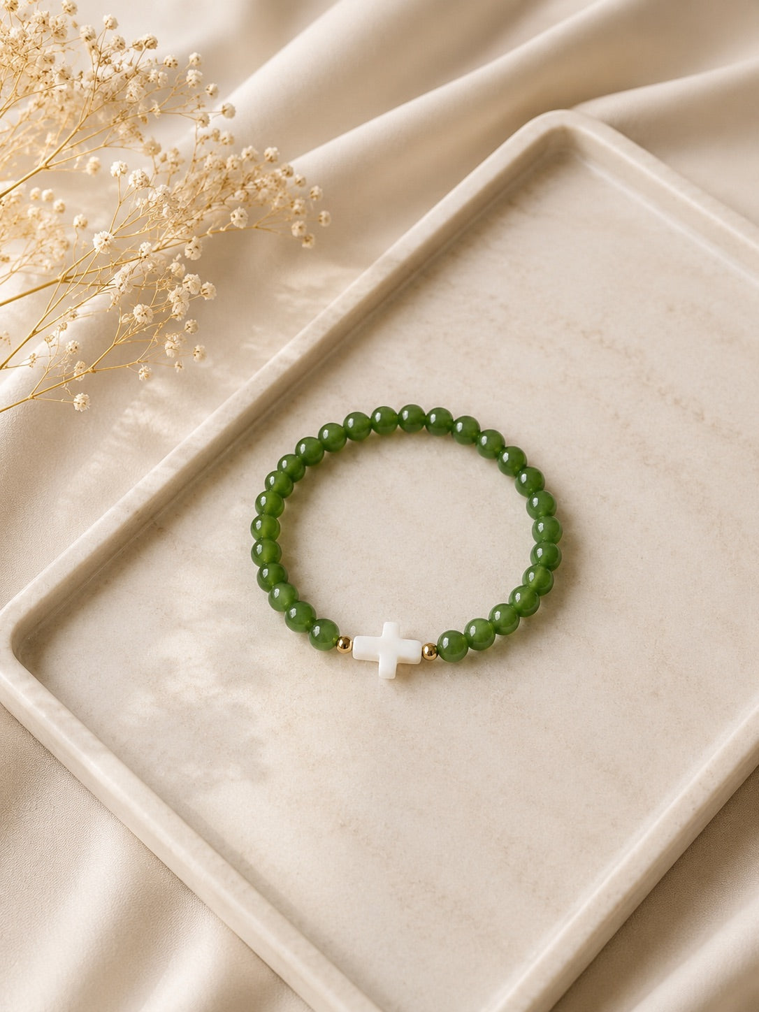 Faith Cross Beaded Bracelet | Christian Stretch Bracelet