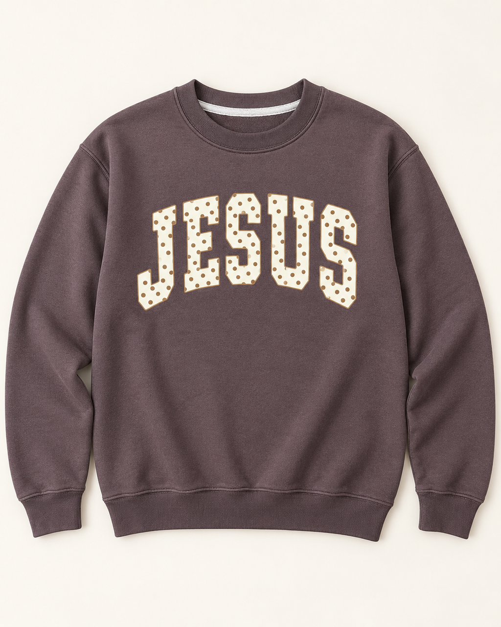 JESUS Polka Dot Crewneck Sweatshirt – Chocolate Brown
