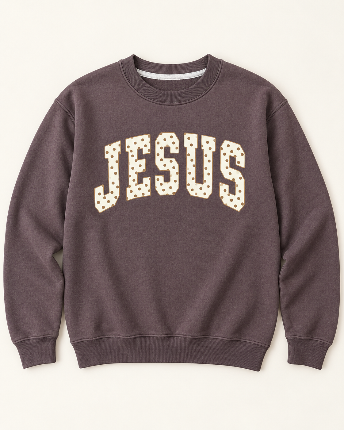 JESUS Polka Dot Crewneck Sweatshirt – Chocolate Brown