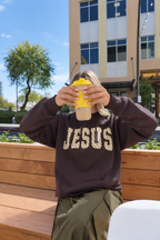 JESUS Polka Dot Crewneck Sweatshirt – Chocolate Brown
