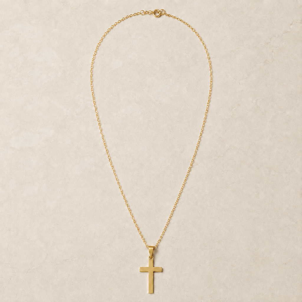 18K Silver Minimalist Cross Necklace