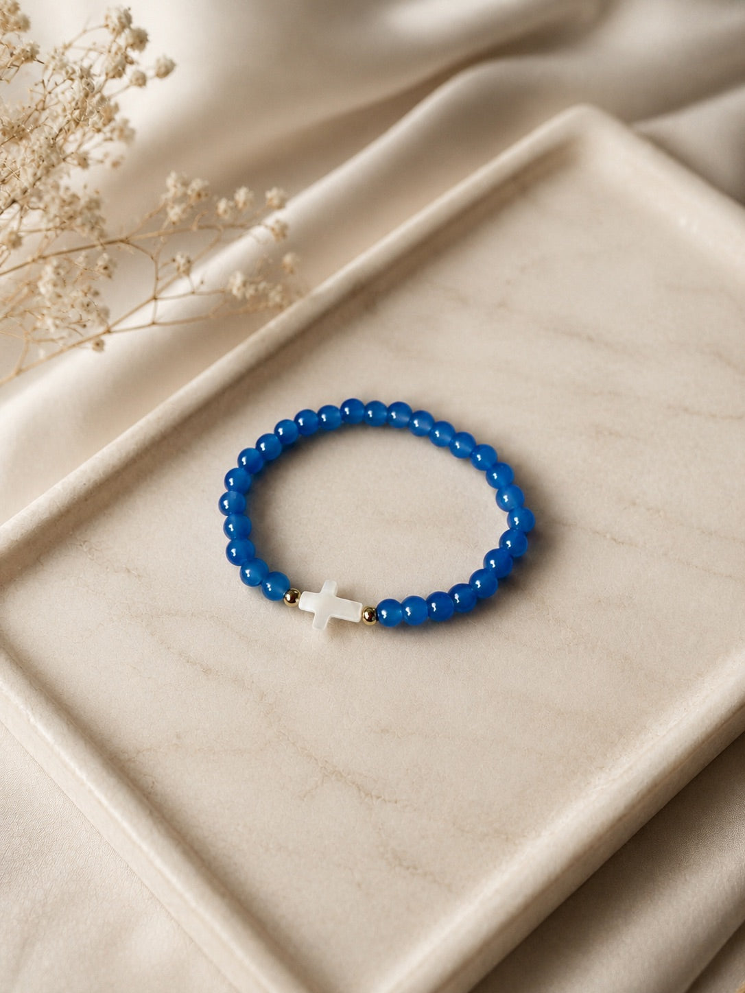 Faith Cross Beaded Bracelet | Christian Stretch Bracelet