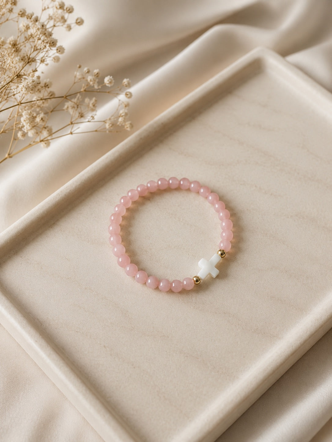 Faith Cross Beaded Bracelet | Christian Stretch Bracelet