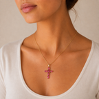 Pink Cross Pendant Necklace