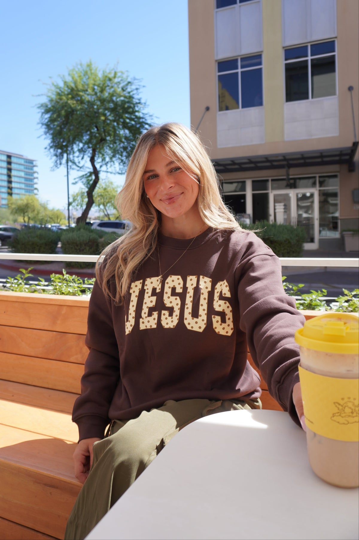 JESUS Polka Dot Crewneck Sweatshirt – Chocolate Brown
