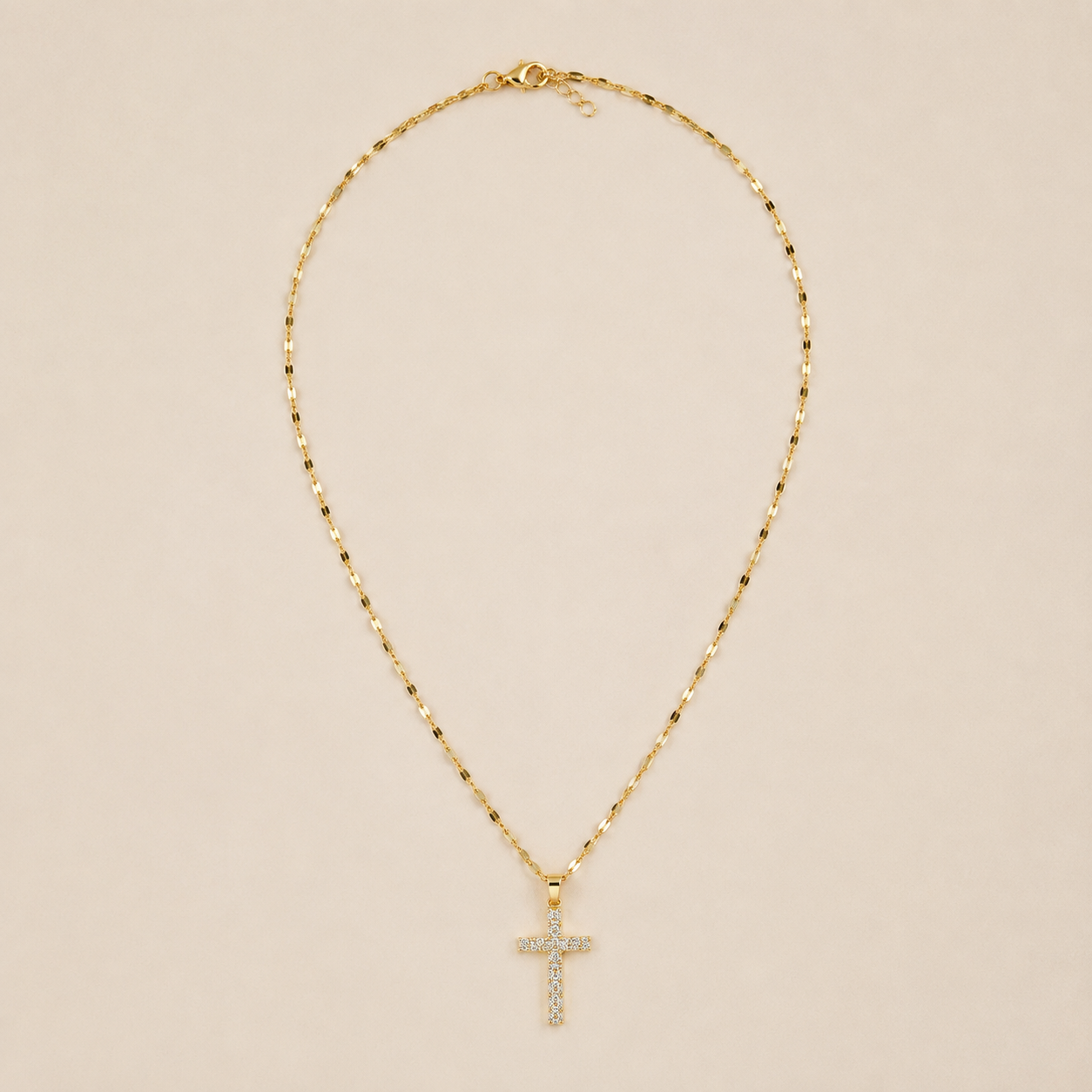 Gold-Tone Sparkling Cross Necklace