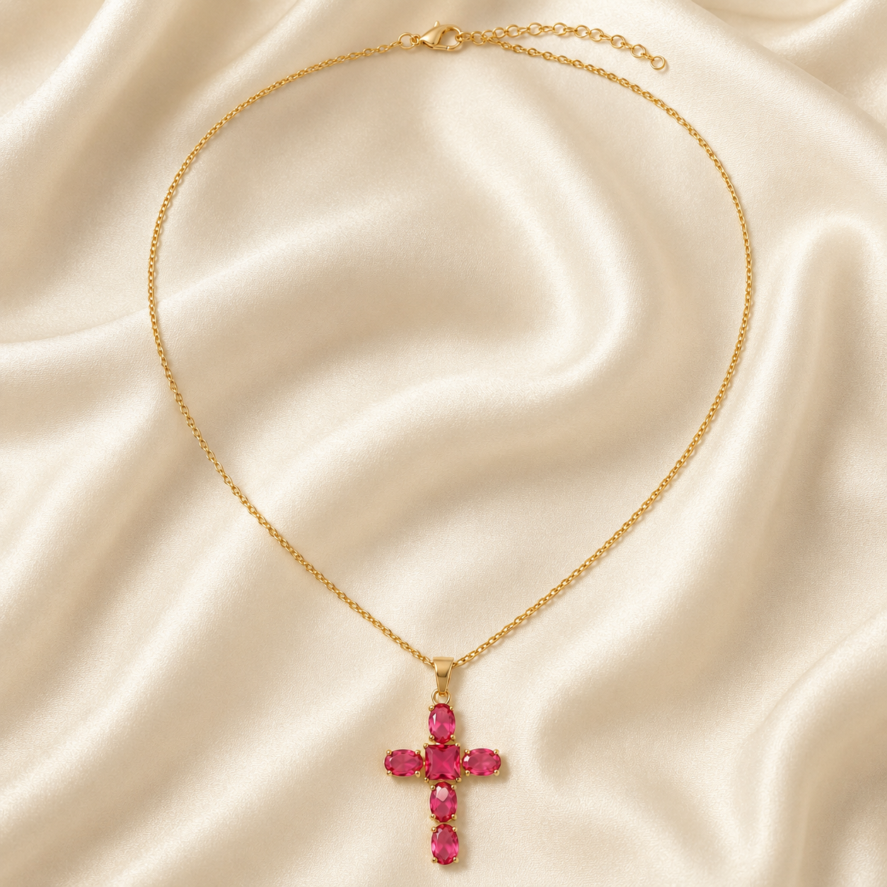 Pink Cross Pendant Necklace
