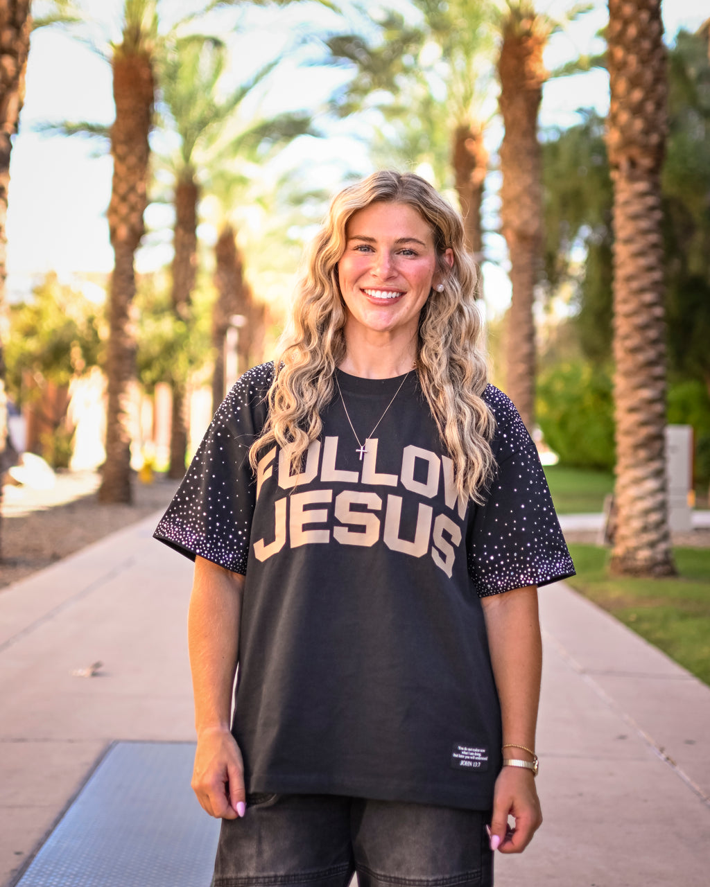 Follow Jesus Rhinestone T-Shirt